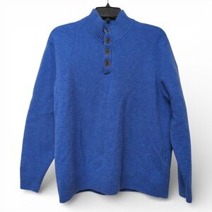 Lands' End Mens Lambswool Cashmere Mock Neck Sweater XL Breathable Luxury Preppy